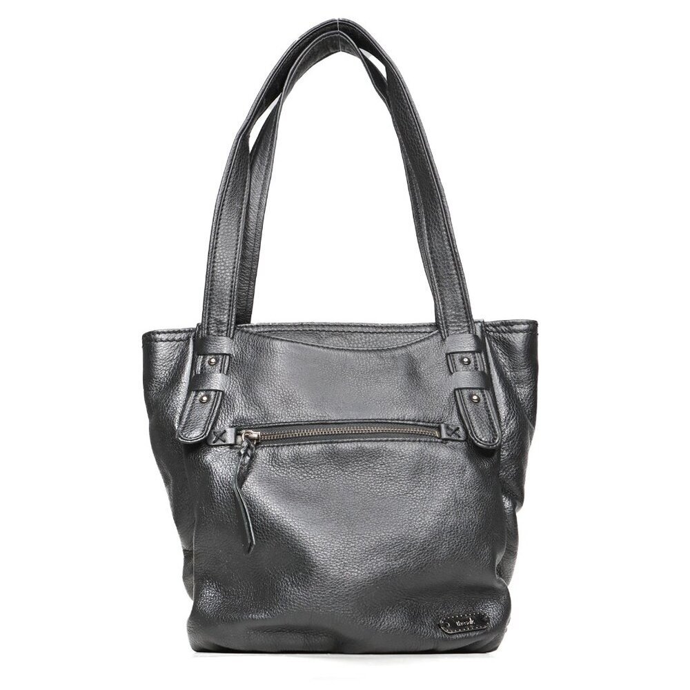 The SAK Olema Black Leather Shoulder Bag Tote Purse Double Strap Silver Studs
